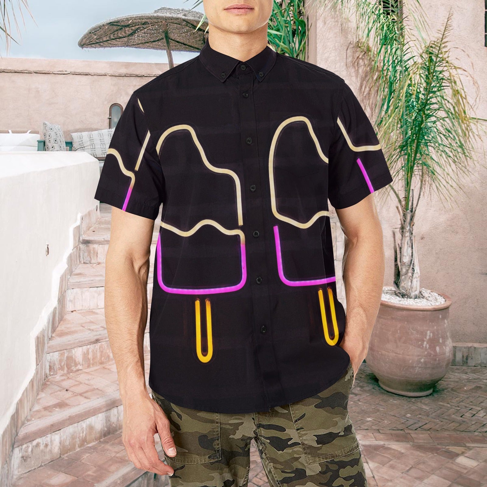 Men's AOP Short Sleeve Shirt with Chest Pocket (T53)