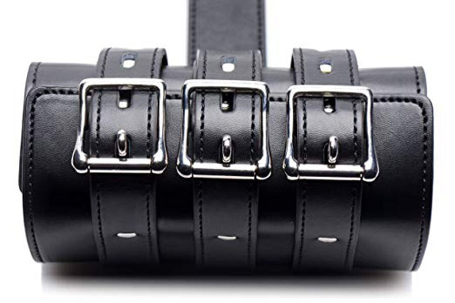Leather Bondage Handcuffs, BDSM Armbinder Restraint ,Arms Behind Back Straitjacket,Sex Toys For Couples
