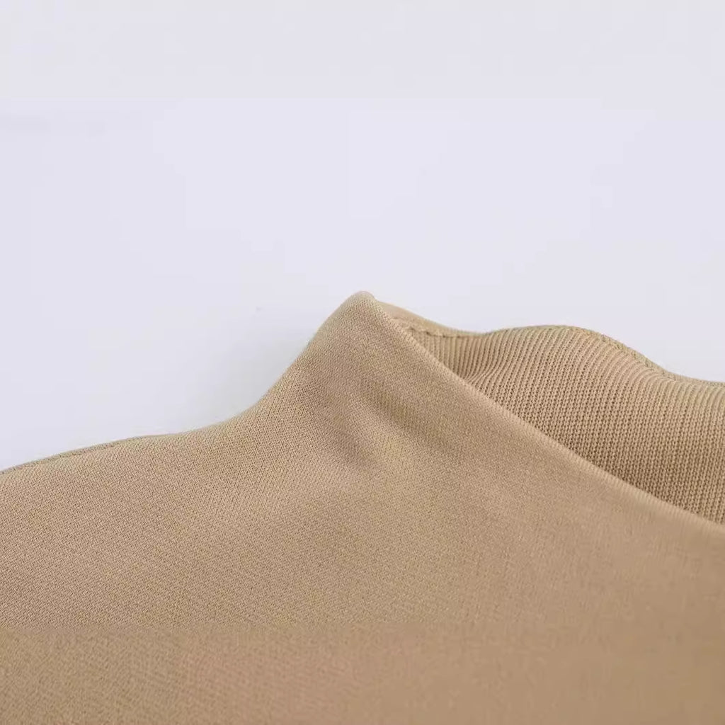 Half high neck short sleeved ruffled skirt dress for women
