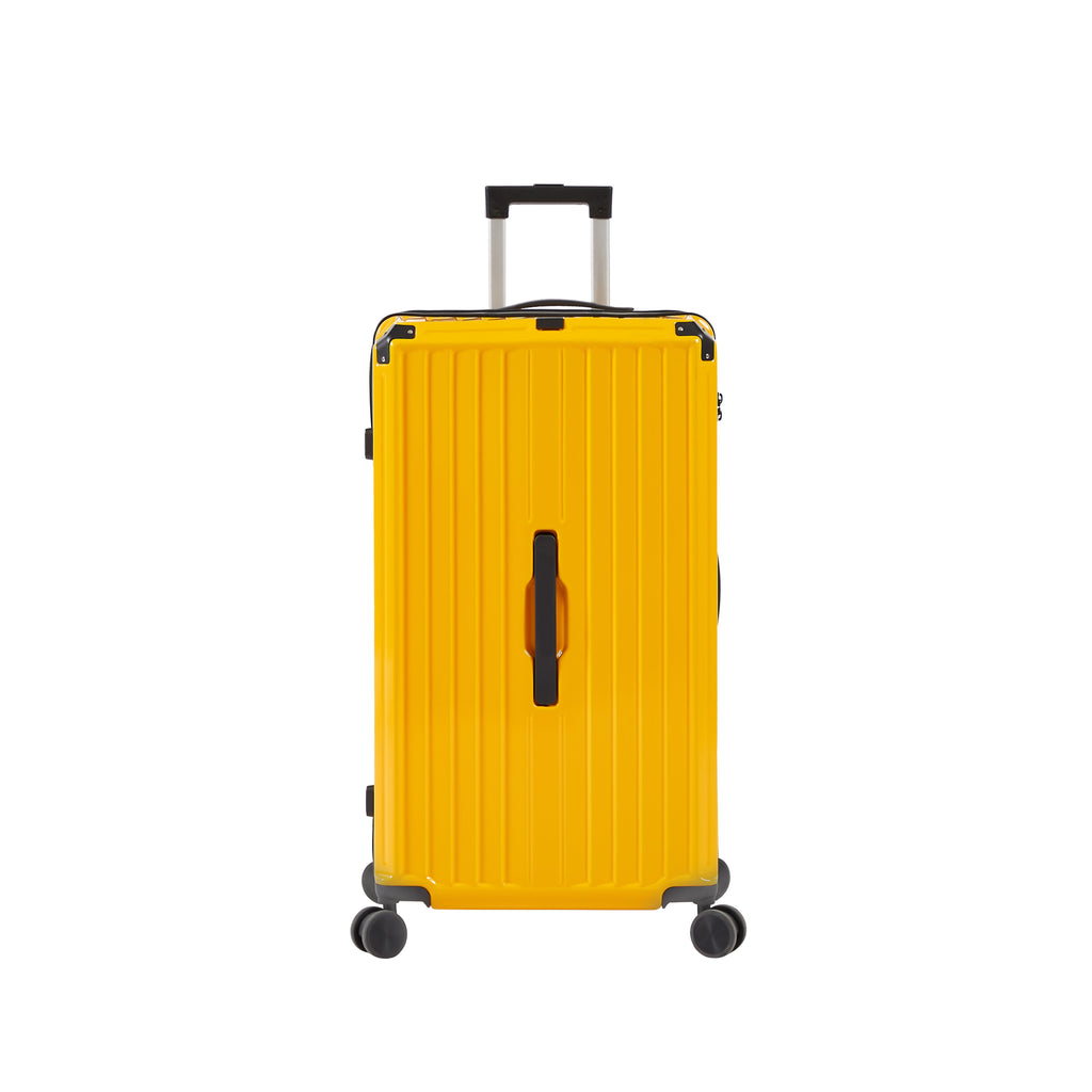 Luggage Set 4 pcs (20"/24"/29"/Travel Bag), PC+ABS Durable Lightweight Luggage with Collapsible Cup Holder TSA Lock, Yellow