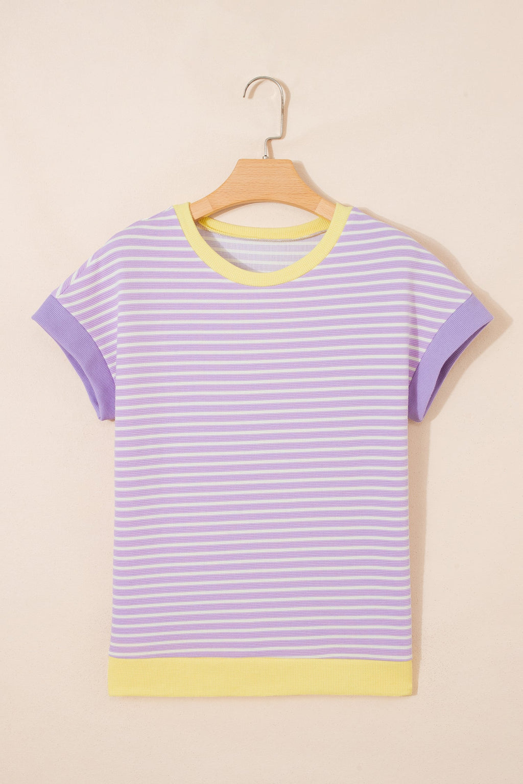 Stripe Colorblock Textured Short Sleeve T-Shirt