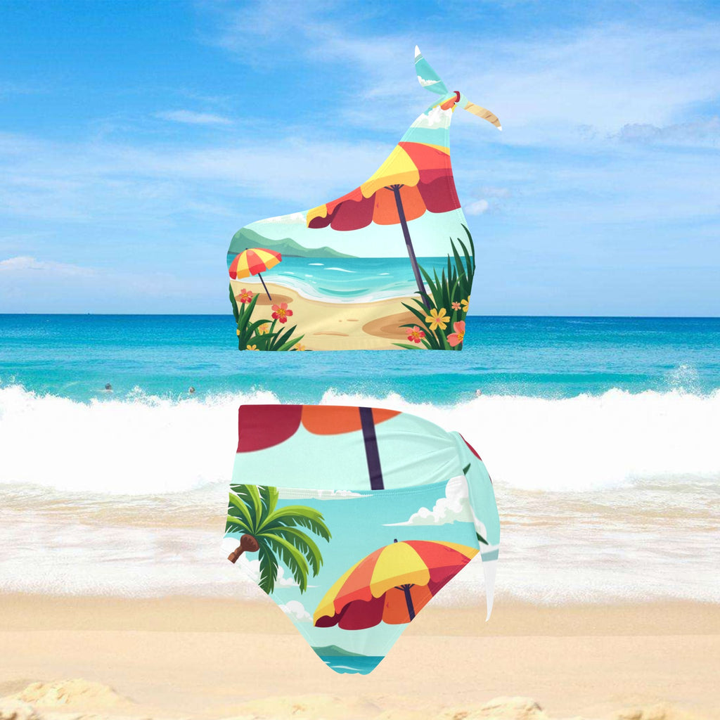 High Waisted One Shoulder Bikini Set (S16)