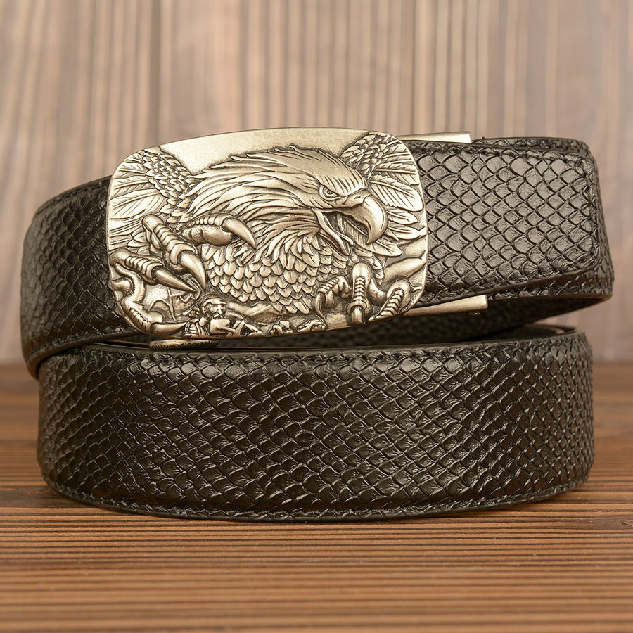 Wholesale Top Layer Cowhide Belt Men's Automatic Buckle Leather Belt Student Casual Trousers Belt