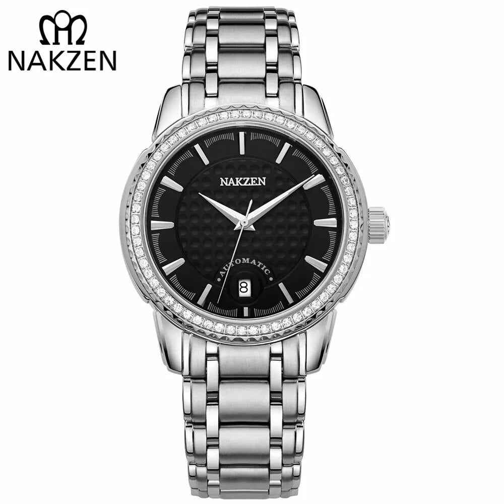 NAKZEN Men Business Mechanical Watch Men's Automatic Miyota 8215 Movt Diamond Watches Sapphire Wrist Watch Waterproof Clock 6020