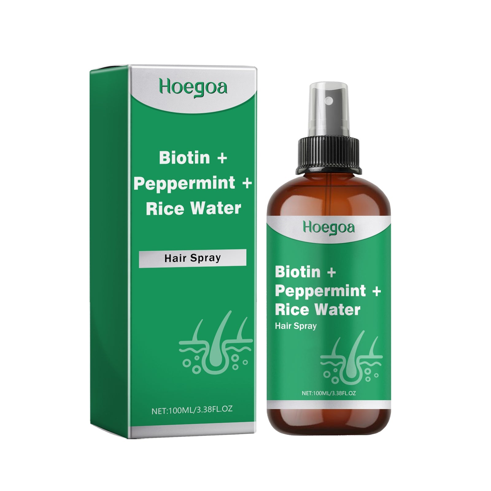 Biotin Peppermint Rice Water Hair Spray, Repair Dry Hair Soft Hair Thick Hair Flexible And Nourishing Hair