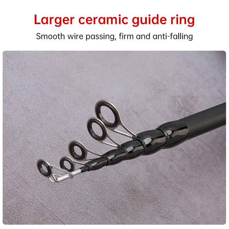 1.5 - 2.4M Telescopic Carbon Fishing Rod Rotary Baitcasting (8 - 25g) with Wooden Handle