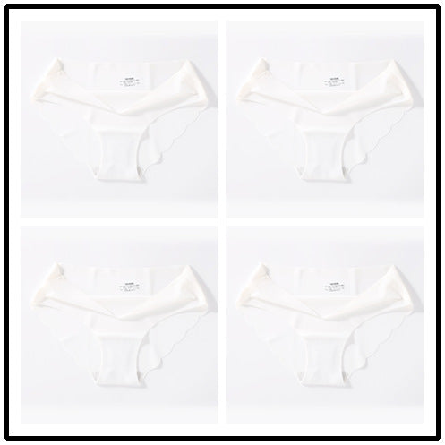 4-pack ice silk seamless underwear, women's one-piece summer ice silk fabric bottom pants, mid waist plus size sexy triangle pants