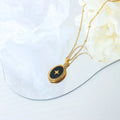 Geometric Jewelry Dripping Oil Star Elliptical Titanium Steel Pendant Necklace