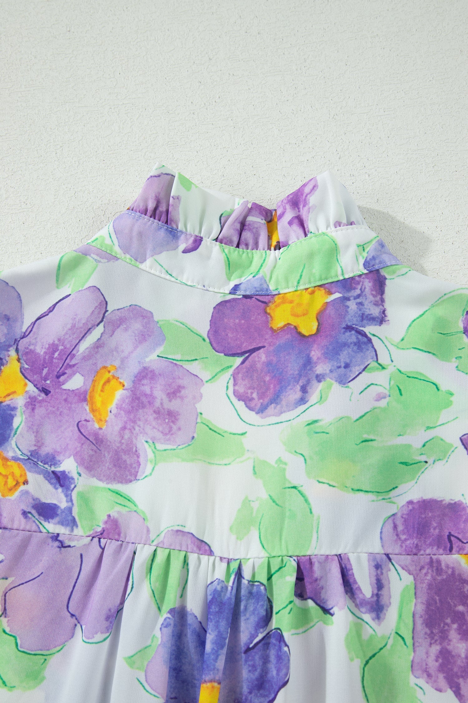 Floral Collared V-Neck Tiered Ruffle Mini Dress