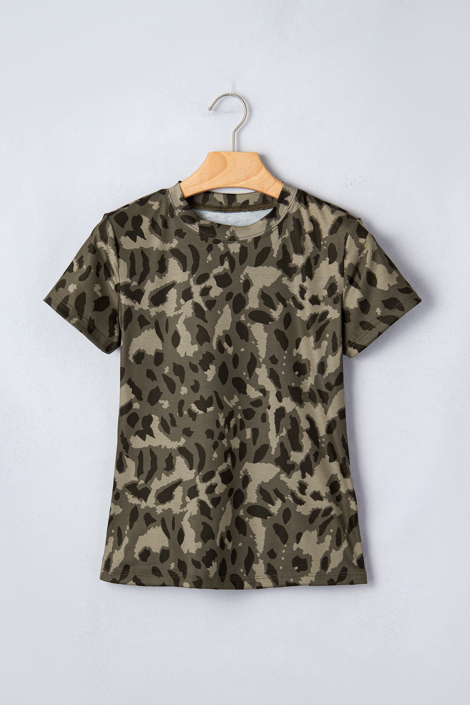 Leopard Mock Neck Short Sleeve Tee