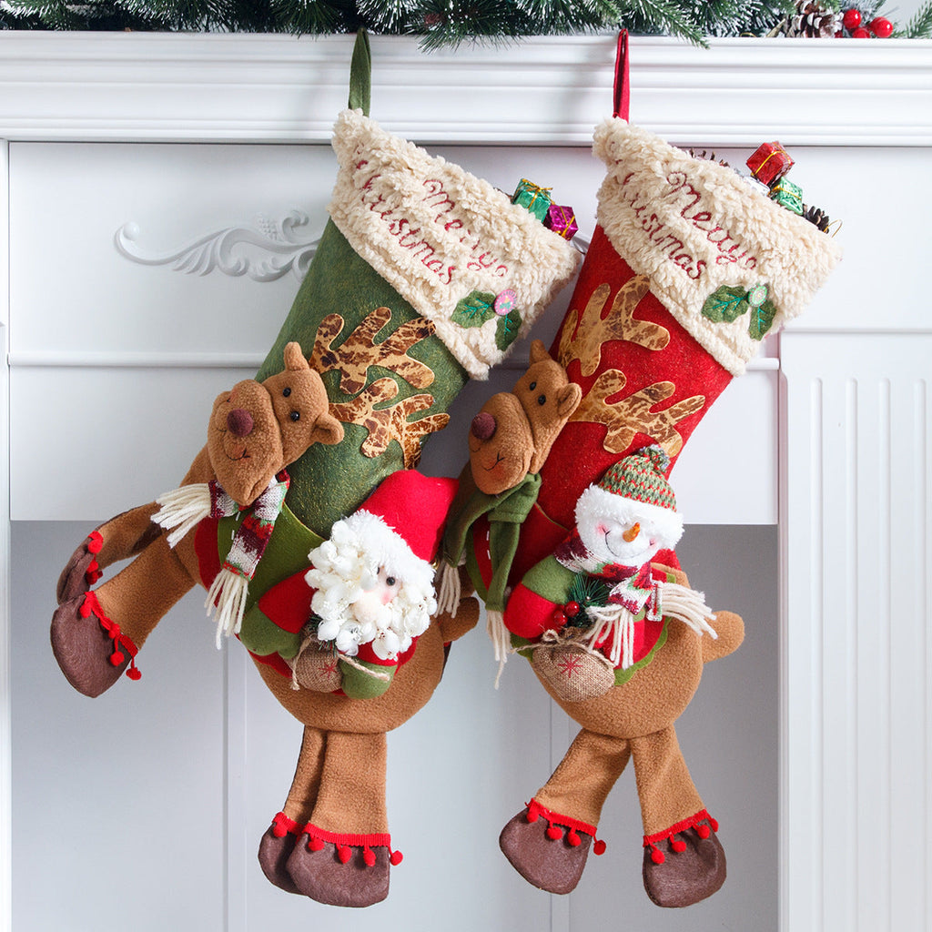 Santa Claus, snowman, deer riding socks, children's Christmas gifts, apple bags, jewelry, Christmas socks