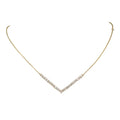 Natural Diamond V Shape Pendant Necklace in 14K Yellow Gold – 1.47ctw