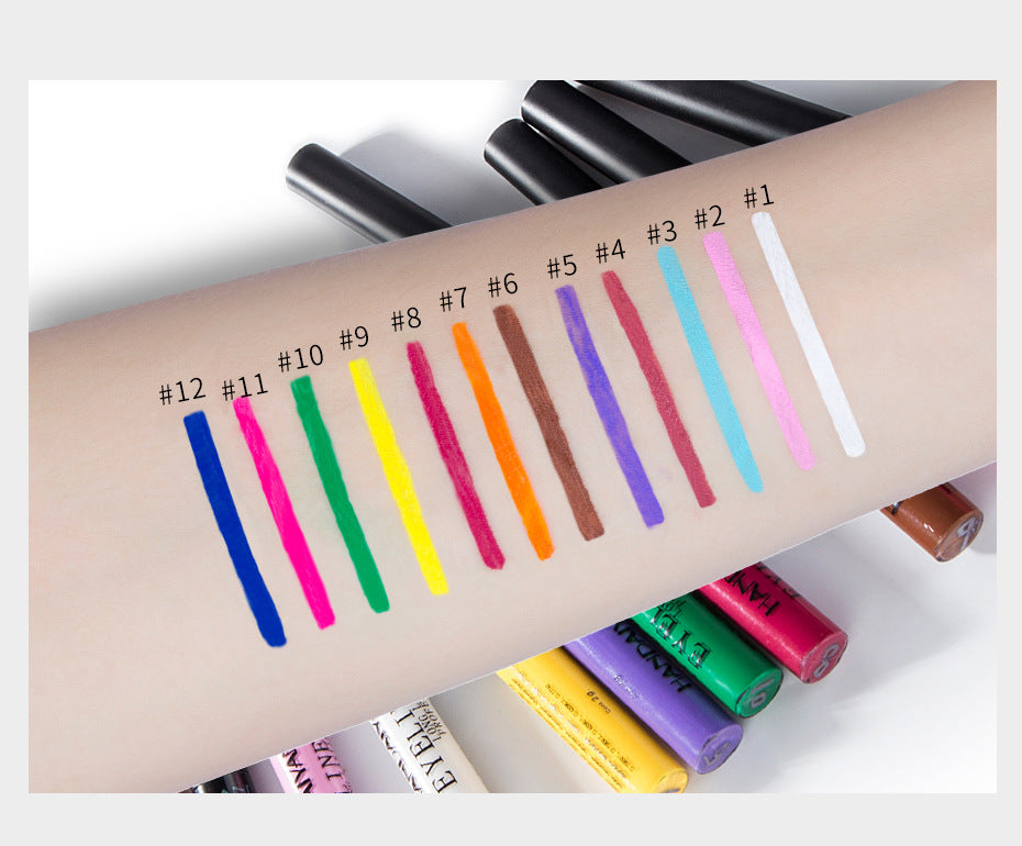 HANDAIYAN FDA Approved Color Matte Eyeliner Liquid Imitation Water 12-Pack