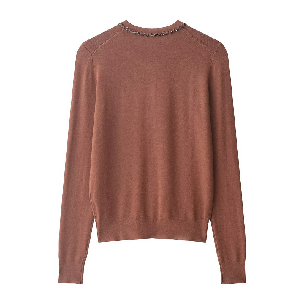 Jewelry cardigan knit sweater