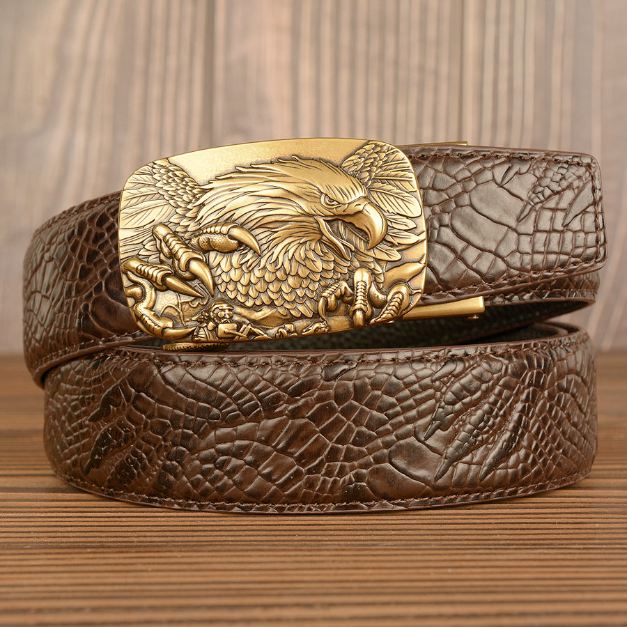 Wholesale Top Layer Cowhide Belt Men's Automatic Buckle Leather Belt Student Casual Trousers Belt