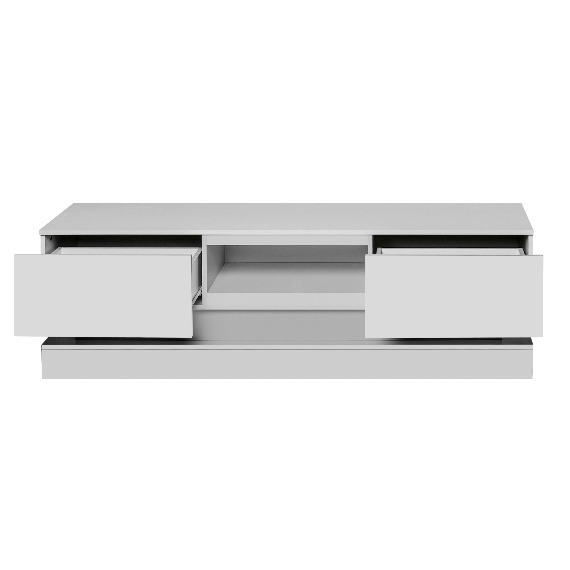 51.18inch WHITE morden TV Stand with LED Lights high glossy front TV Cabinet color:WHITE