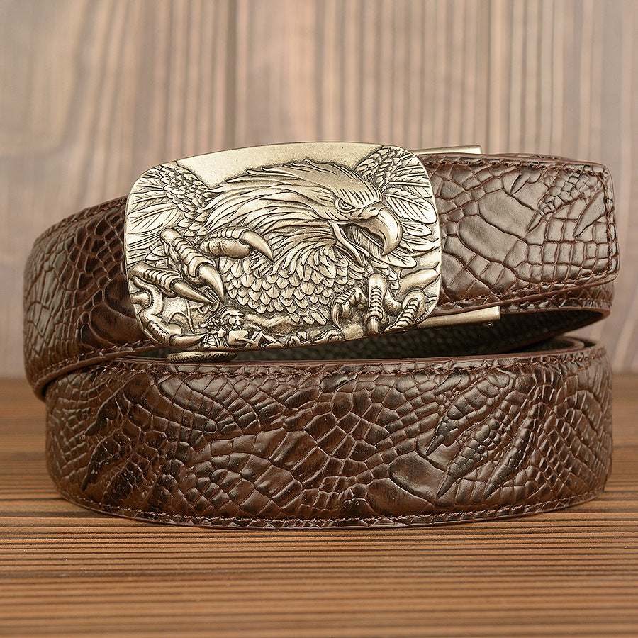 Wholesale Top Layer Cowhide Belt Men's Automatic Buckle Leather Belt Student Casual Trousers Belt