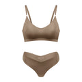 Large size V-neck underwear set for women, no steel ring seamless underwear with briefs for women
