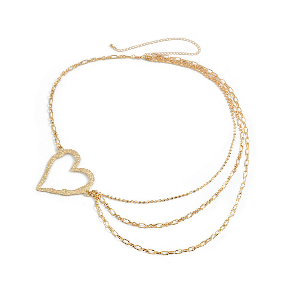 Sweet Cool Ins Exaggerated Big Love Waist Chain Female Personality Metal Thin Chain Body Chain