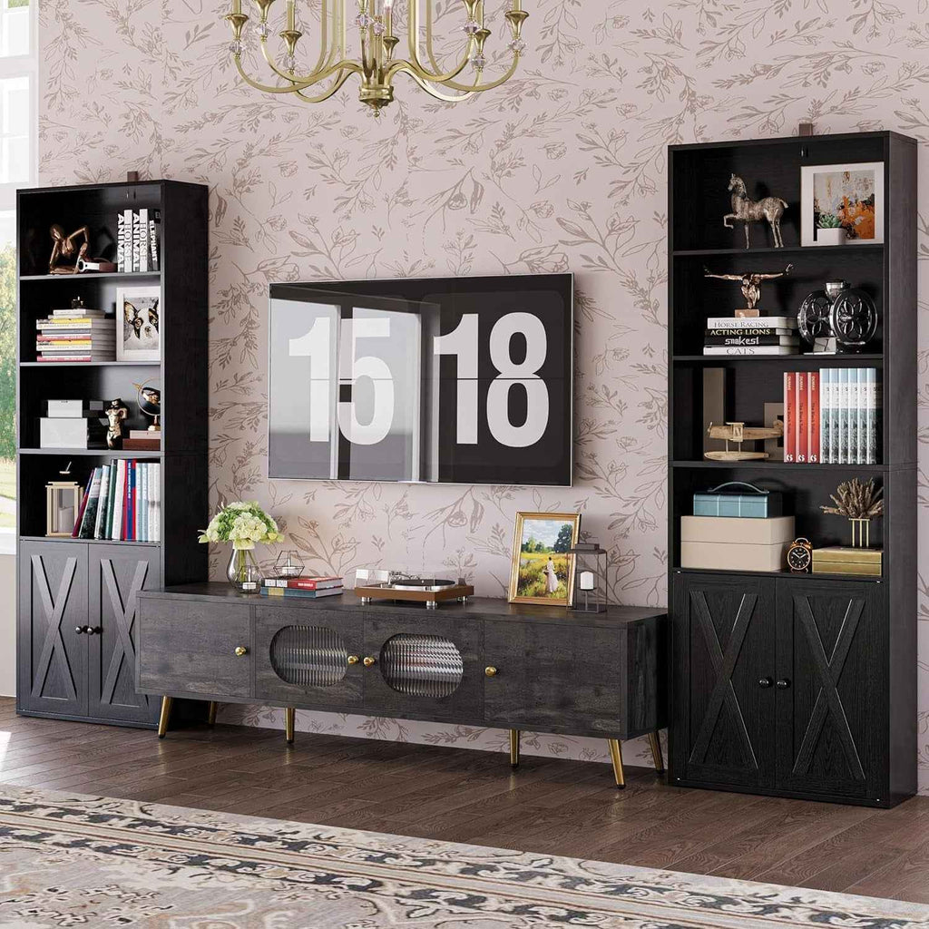 70-Inch Tall Industrial-Grade 6-Shelf Bookcases With Doors