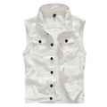 Slim Fit Trendy Men's White Denim Vest Denim Waistcoat Denim Sleeveless Top