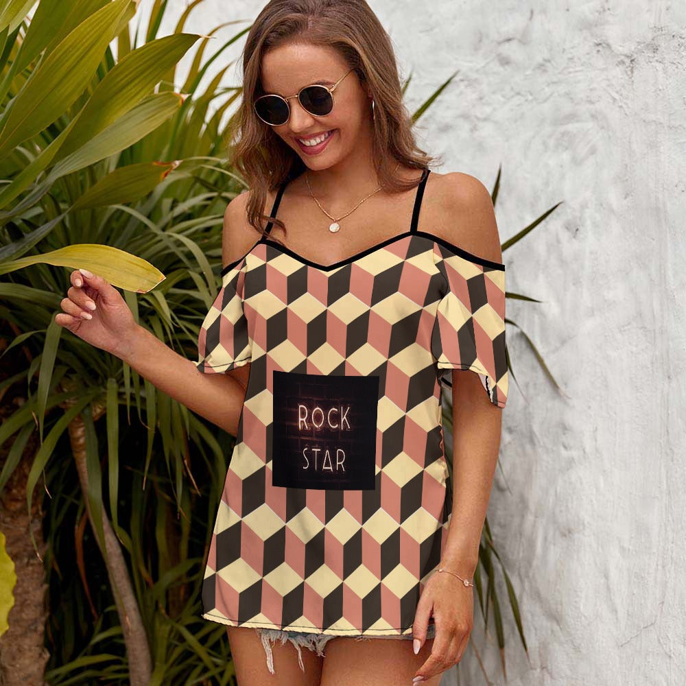 Casual Ladies Off Shoulder Sling Short Sleeve Top