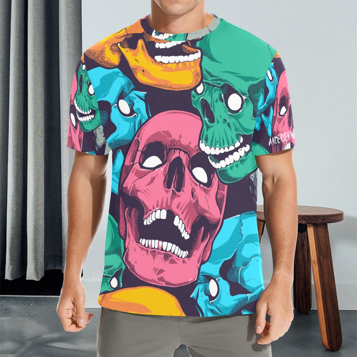 NEW Men's All Over Print Crew Neck T-Shirt Made in USA