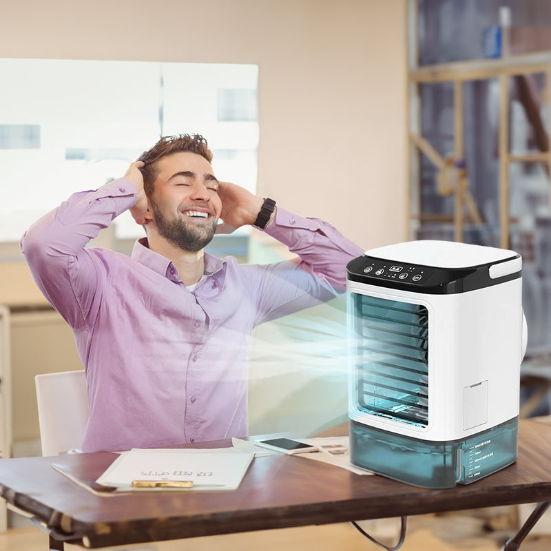 3-speed Portable Mini Air Cooler (900ML Tank) - Fan & Humidifier. For bedroom/office.