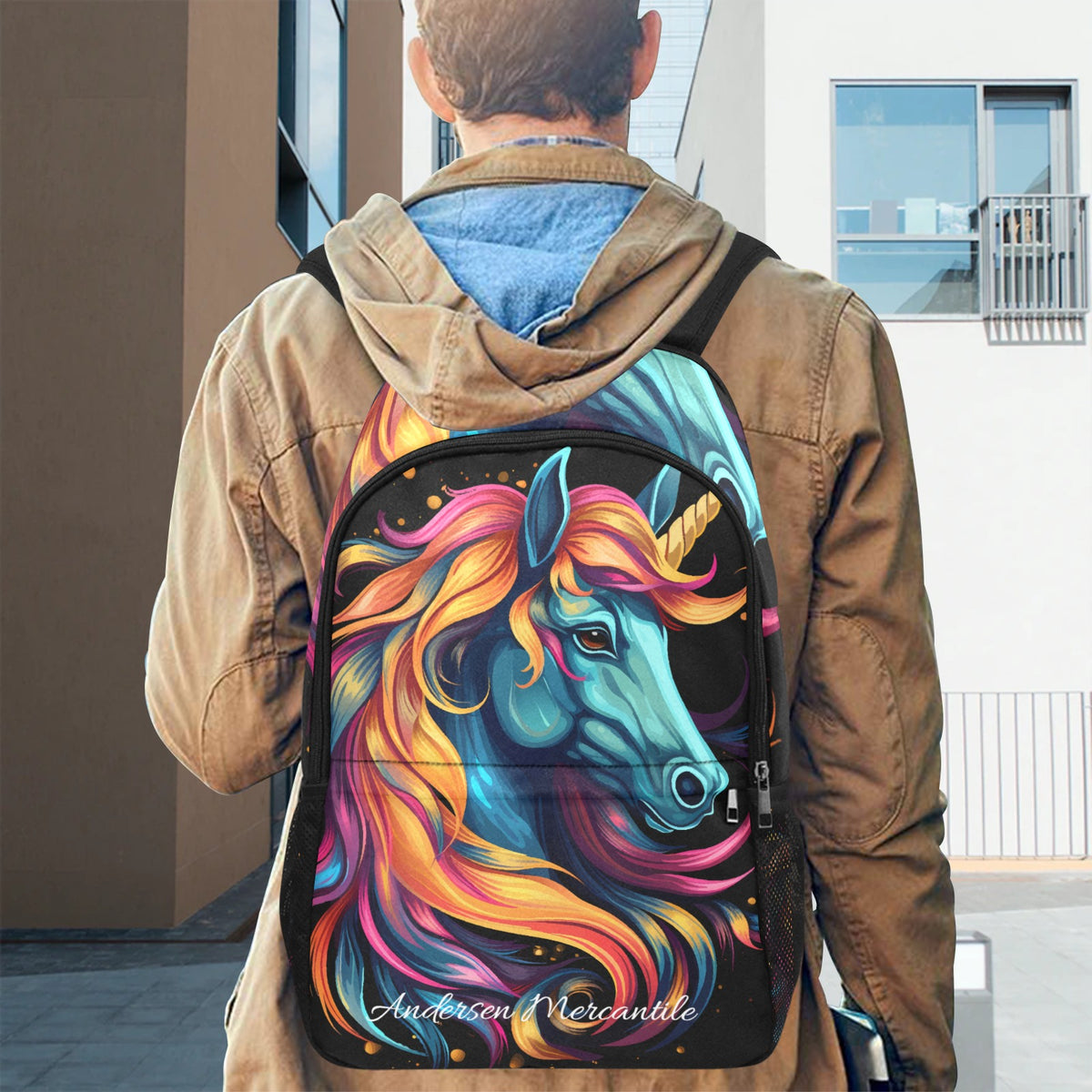 Fabric Backpack with Side Mesh Pockets (1659)