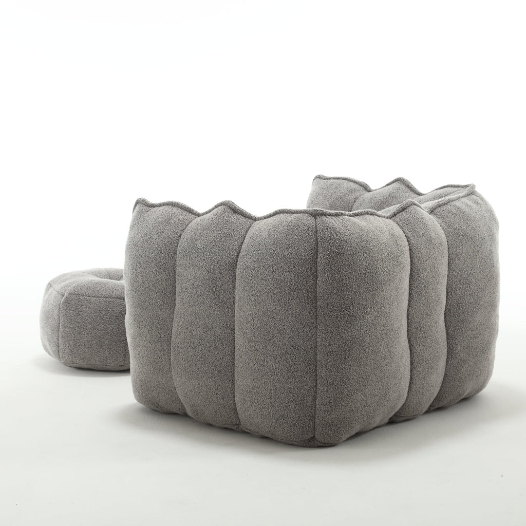 Soft Bean Bag Chair with High Resilient Foam(Chips)for living room and bedroom,Comfortable Square Lazy Sofa with Footstool