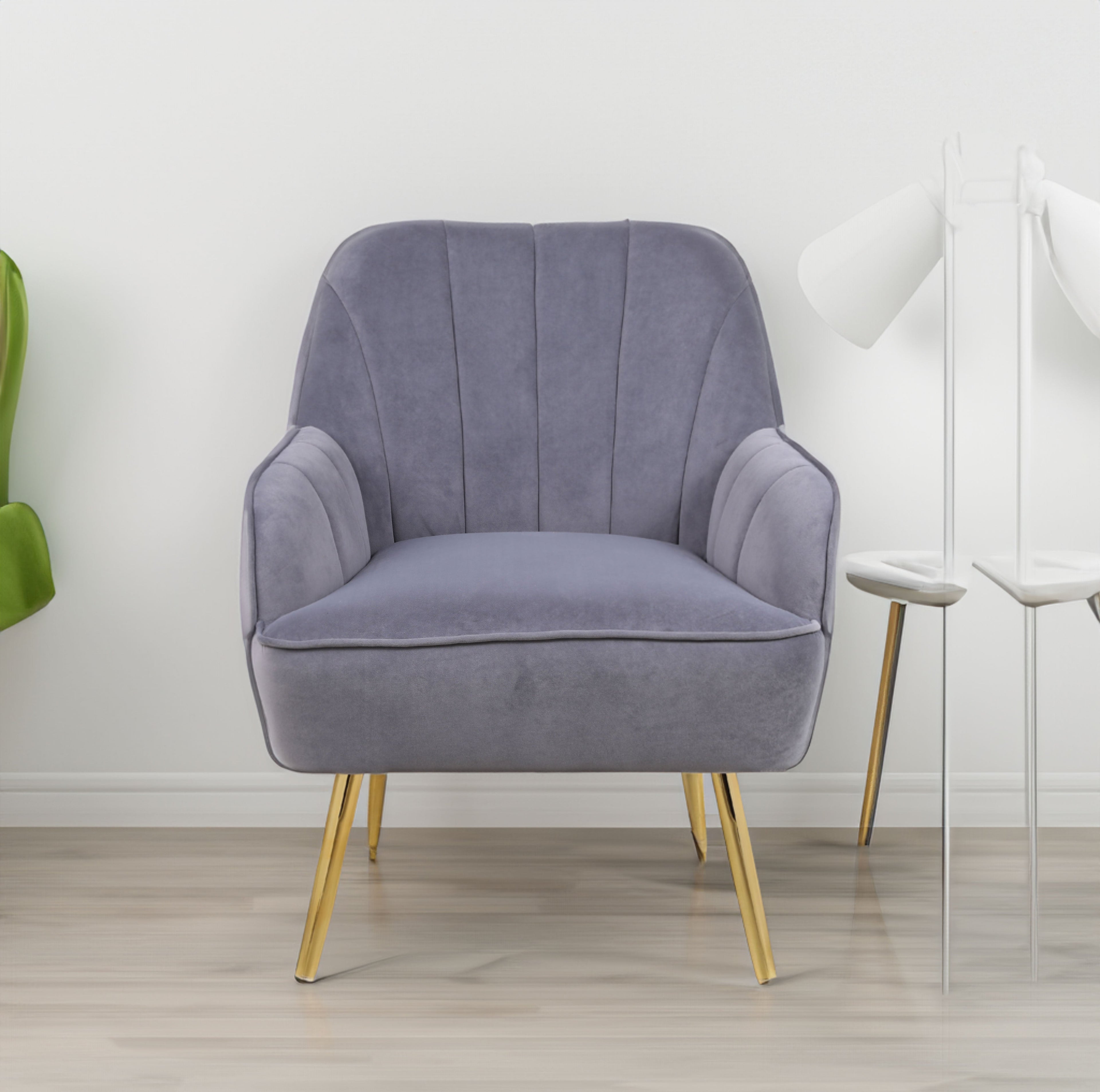 Modern Mid Century Chair velvet Sherpa Armchair for Living Room Bedroom Office Easy Assemble