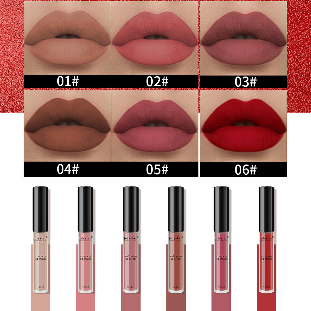 Velvet Matte Lip Glaze Suit Waterproof Non Stick Cup Color Fast Lipstick Lip Color