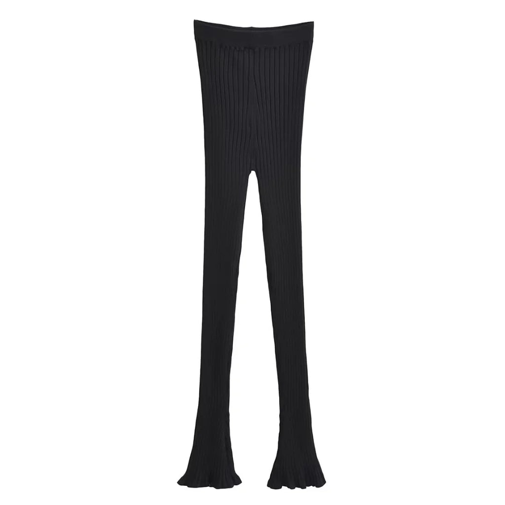 Bell bottom pants, long pants, women's autumn and winter new style, vertical groove strip, slim fit and slimming, floor length pants
