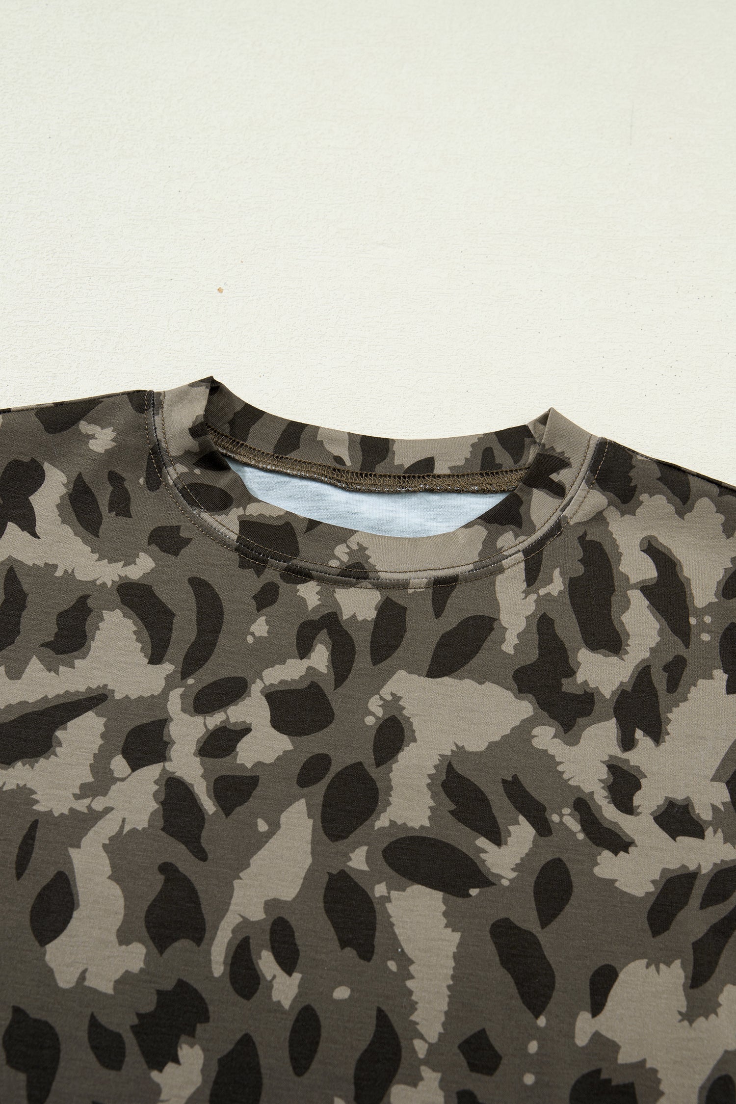 Leopard Mock Neck Short Sleeve Tee