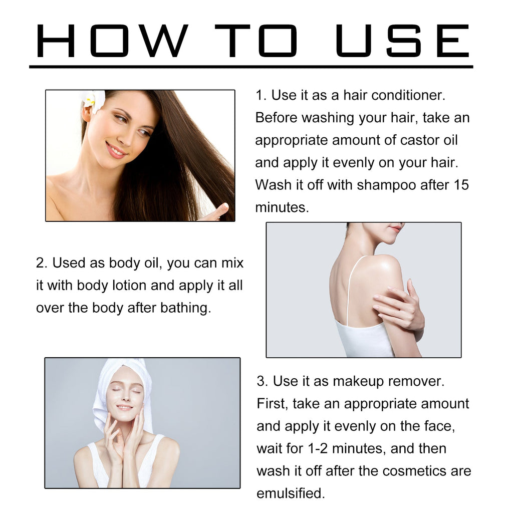 Castor Oil, Multi-Effect Massage Oil For Skin Whitening And Smoothing Hair