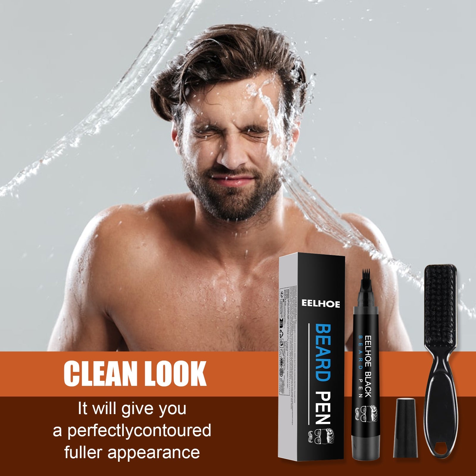 Foreign Trade Cross-Border Beard Filler Pen Kit, Waterproof, Sweat Resistant, Makeup Free Beard Pen Beard Pen