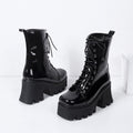 Autumn Thick Heel High Heel Short Boots Front Lace Martin Boots Large Size 40-43 Women's Boots