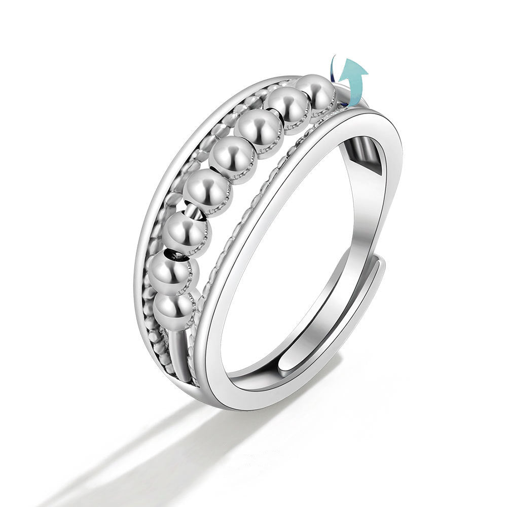 Wave point flexible bead rotatable ring versatile accessory with movable index finger ring for women