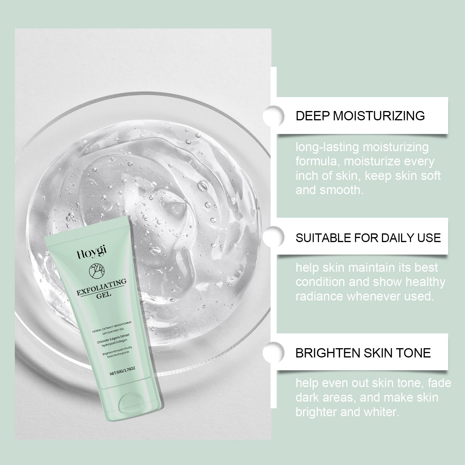 Gentle Exfoliating Gel Moisturizes And Cleanses Facial Skin, Improves Skin Quality And Gently Exfoliates And Brighens Skin