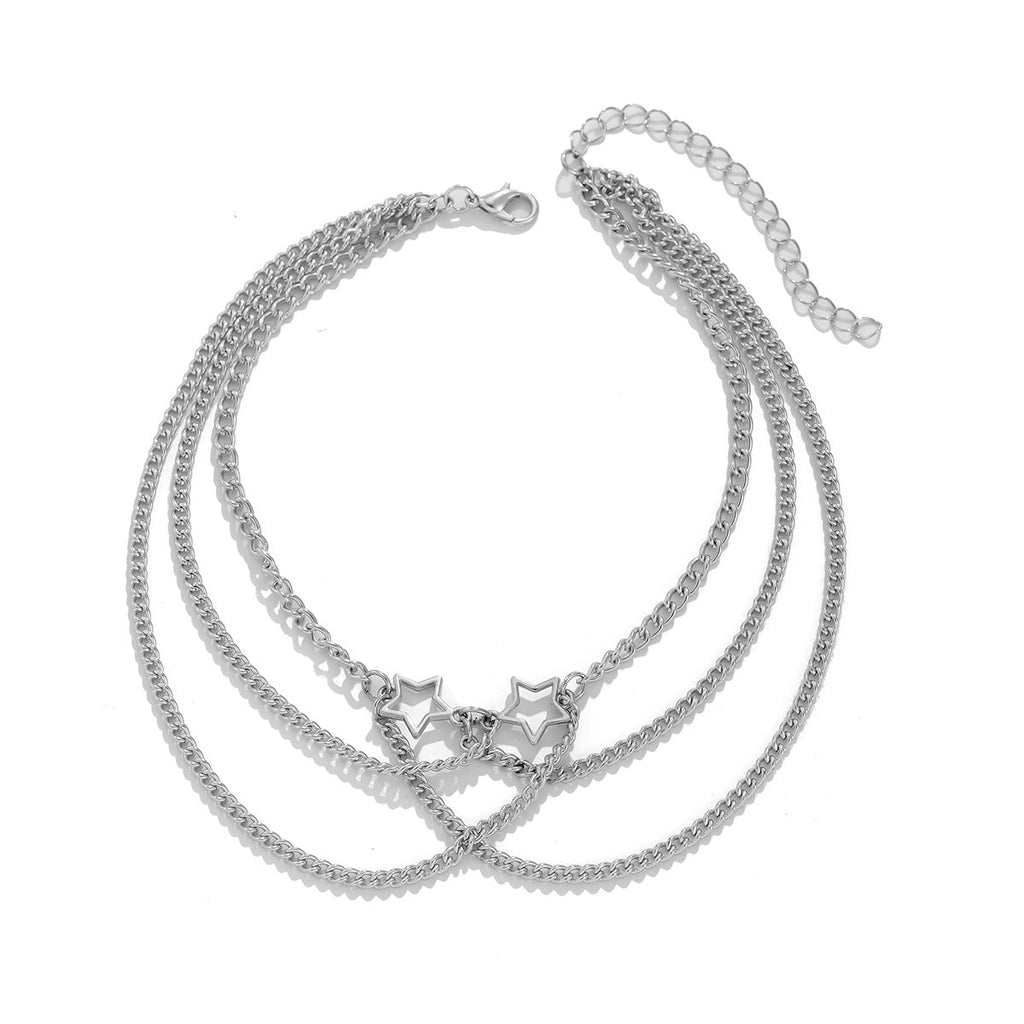 Ethnic style punk adjustable alloy pentagram cross Leg Chain
