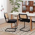 Dining Chairs Set of 2 velvet wicker side decorative chairs, black painted legs, modern medieval Bruell designed chairs,