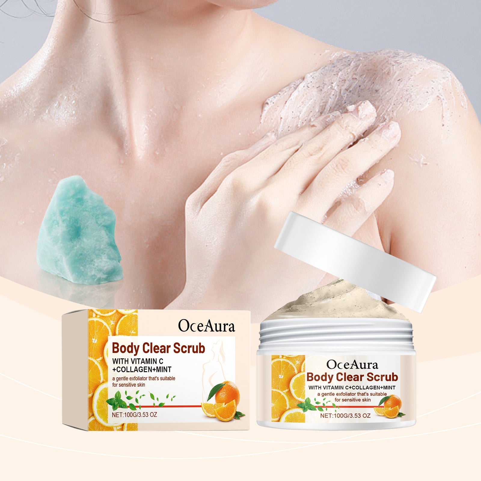 Orange Body Scrub, Fresh Orange Vc Exfoliating Cleanse, Nourish And Lubricate Body Skin ScrubOceaura Orange Body Scrub, Fresh Orange Vc Exfoliating Cleanse, Nourish And Lubricate Body Skin Scrub