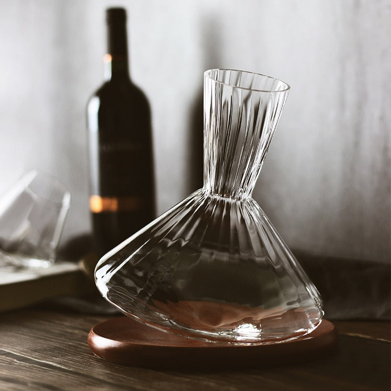 Premium Red Wine Carafe Tumbler Wine Dispenser Decanter with Wood Tray