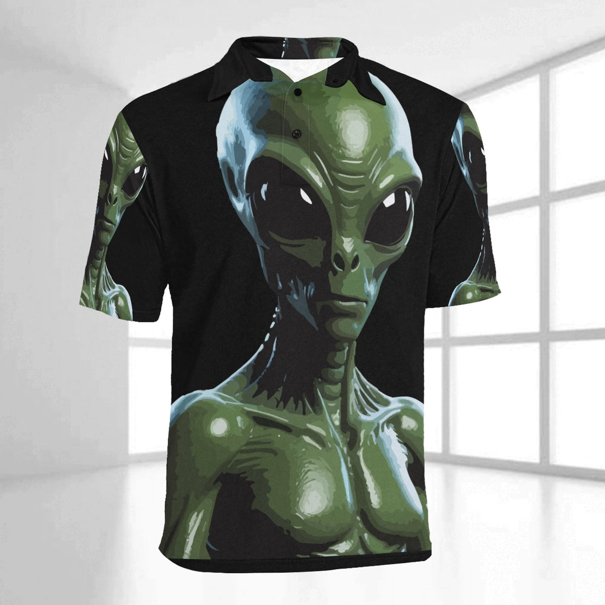 Men's All Over Print Polo Shirt (T55)