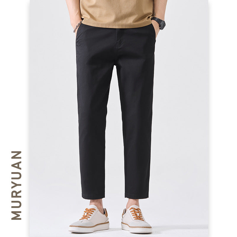 Slim Fit Ice Silk Casual Trousers for Men
