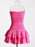 New Fashionable and Elegant Design with Elastic Waist and Ruffle Edge for Slimming Embroidered Bra Dress for Women