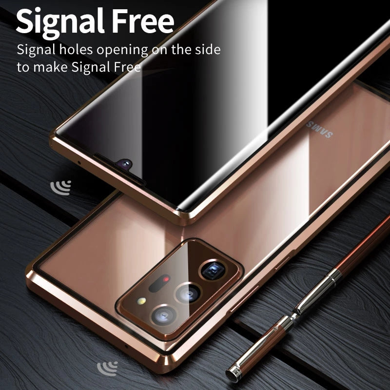 For Samsung Note20U Anti Peeping Privacy Glass Case Protect Phone Case S21Ultra Magnetic S21 Metal Cover