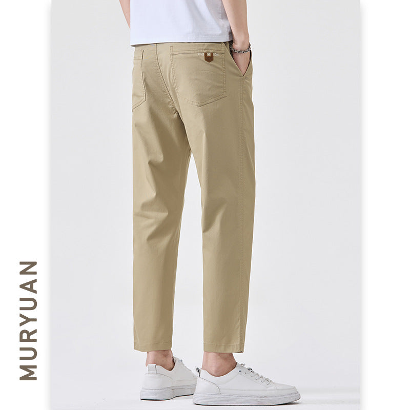 Slim Fit Ice Silk Casual Trousers for Men