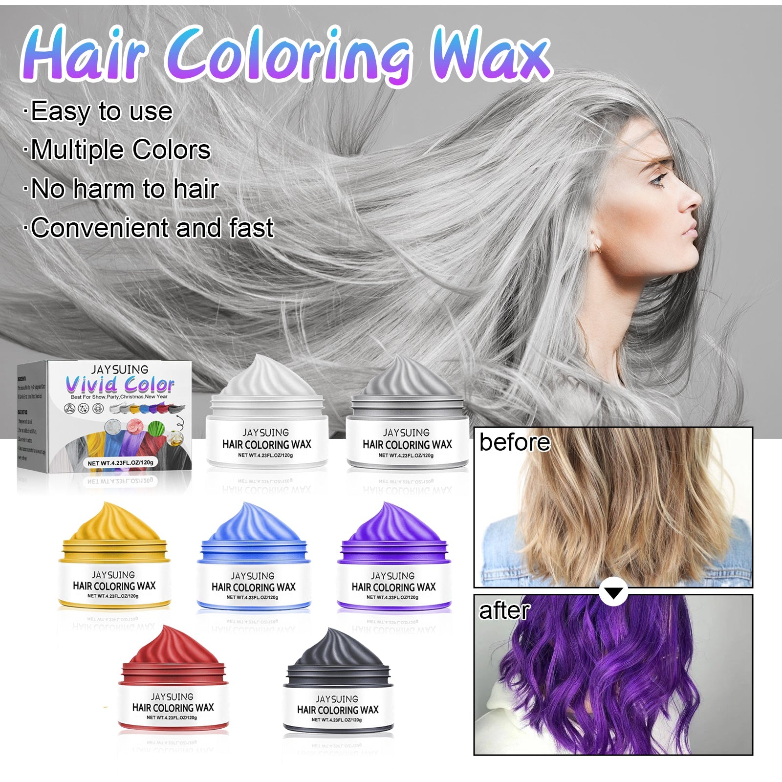 Hair Cream, Covering White Hair, Easy Coloring, Non-Dampening, Tide Color Beauty Hair Cream