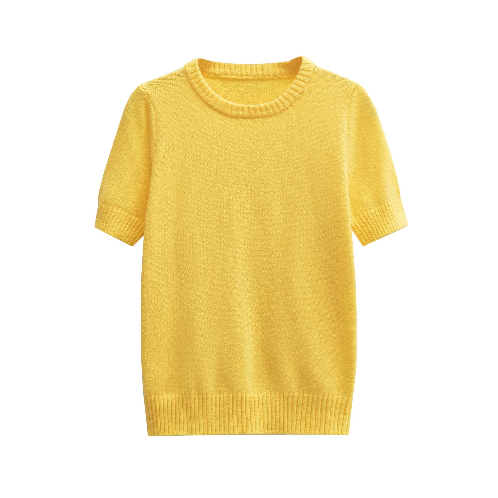 European and American style women's new French niche wool short sleeved round neck top